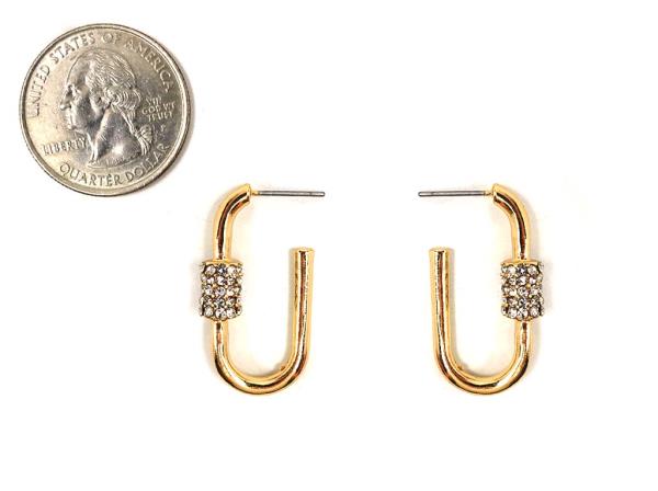 OVAL RHINESTONE METAL EARRING