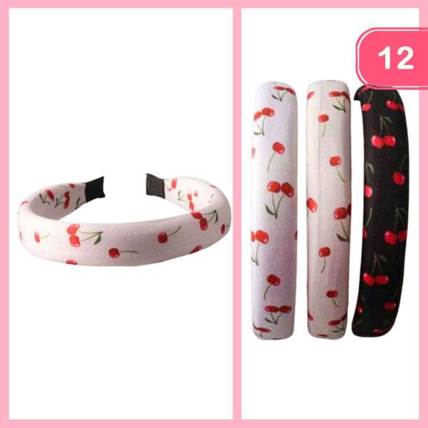 CHERRY PUFFY HEADBAND (12 UNITS)