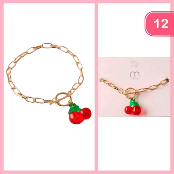 CHERRY BEAD TOGGLE CHAIN BRACELET (12 UNITS)