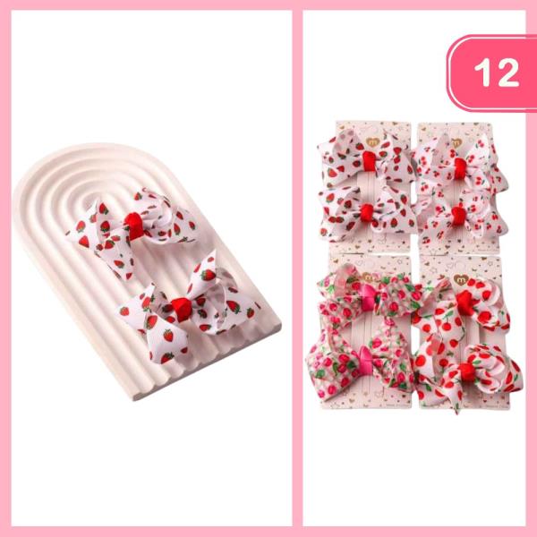 FRUIT PRINT TWIST BOW CLIPS SET (12 UNITS)