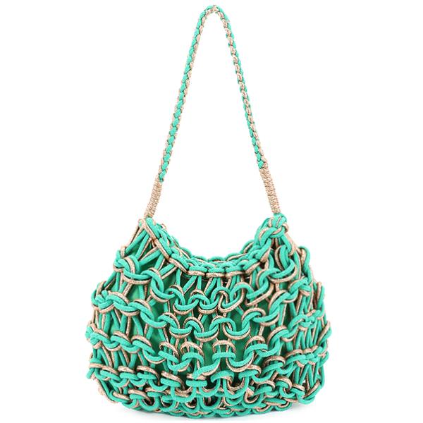 HANDMADE METALLIC AND COTTON BRAIDED BAG