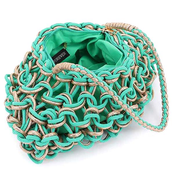 HANDMADE METALLIC AND COTTON BRAIDED BAG