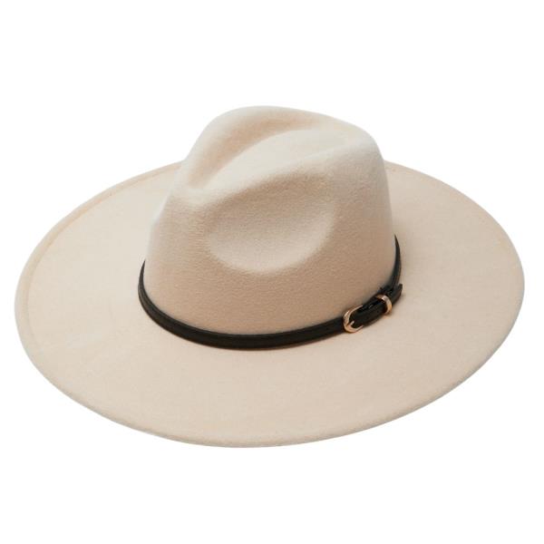 3 PC BUCKLE TRIM BAND FELT FEDORA HAT