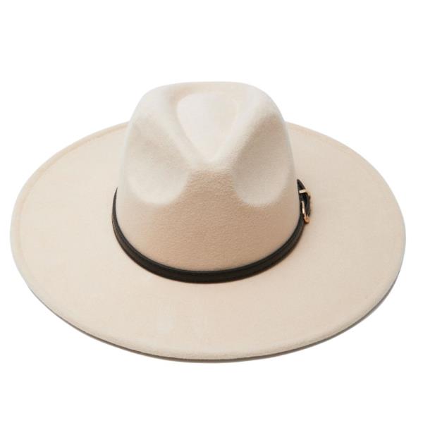 3 PC BUCKLE TRIM BAND FELT FEDORA HAT