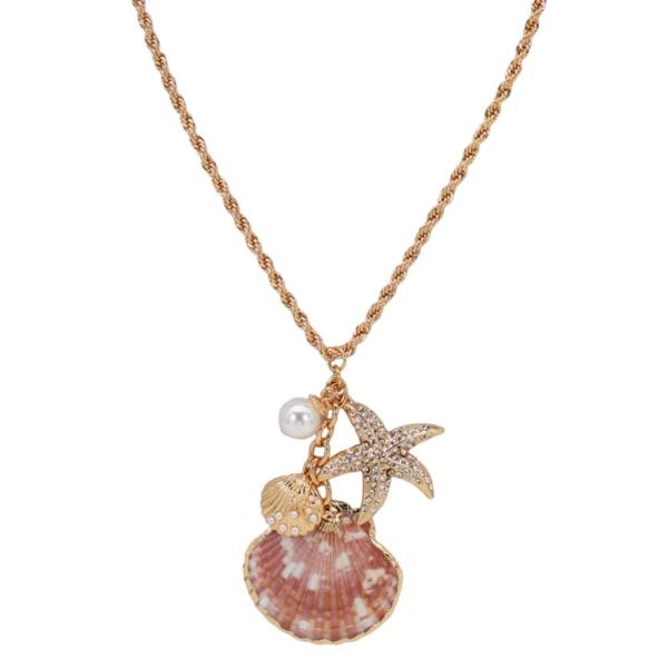 STARFISH SEASHELL PEARL PENDANT NECKLACE