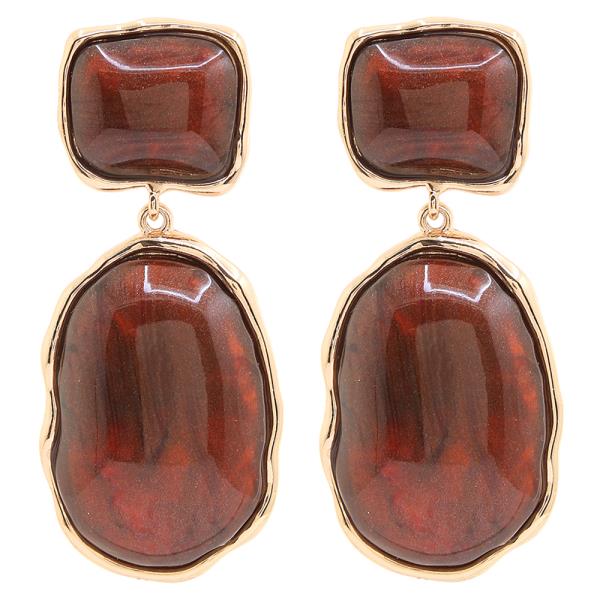 COLOR RECTANGLE OVAL DANGLE EARRING