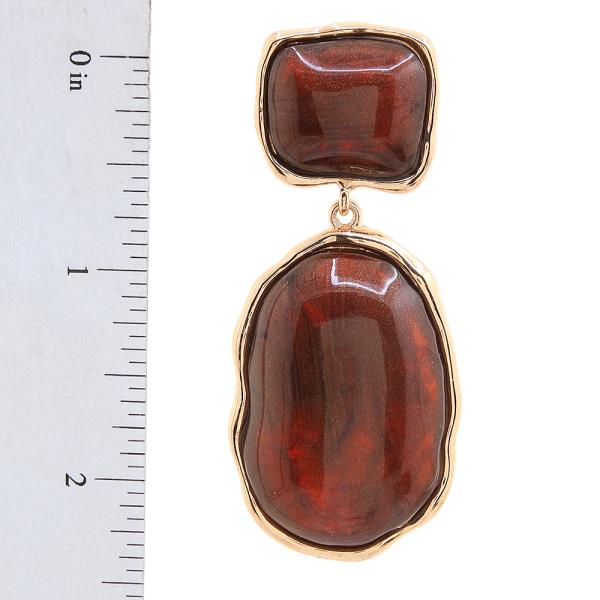 COLOR RECTANGLE OVAL DANGLE EARRING