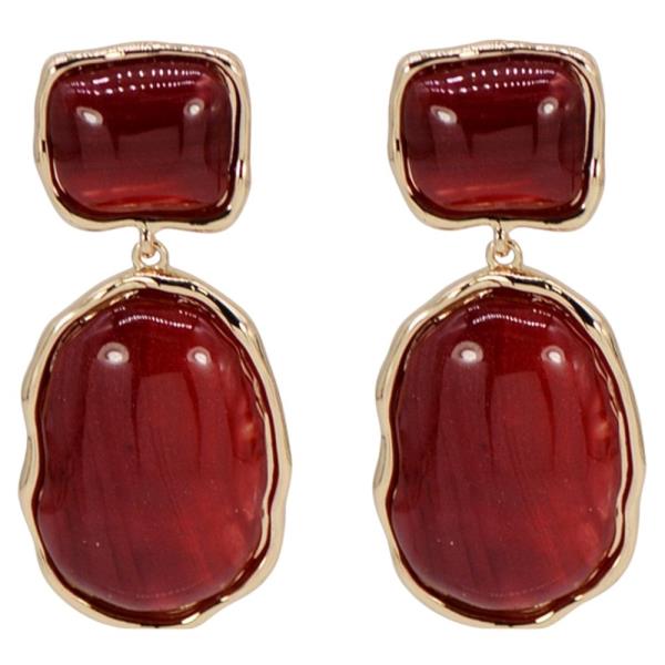 COLOR RECTANGLE OVAL DANGLE EARRING
