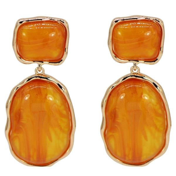 COLOR RECTANGLE OVAL DANGLE EARRING
