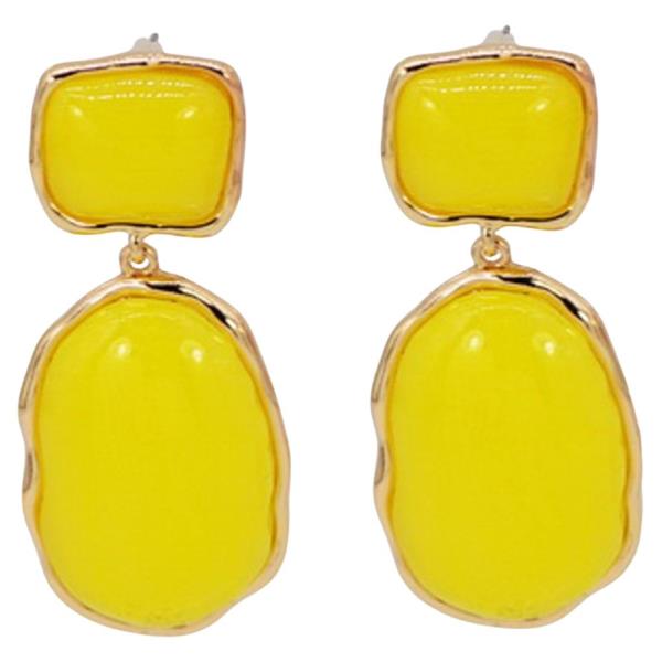 COLOR RECTANGLE OVAL DANGLE EARRING