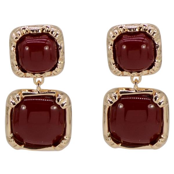 COLOR DOUBLE SQUARE DANGLE EARRING