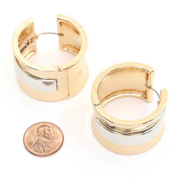 TWO TONE HOOP EARRING