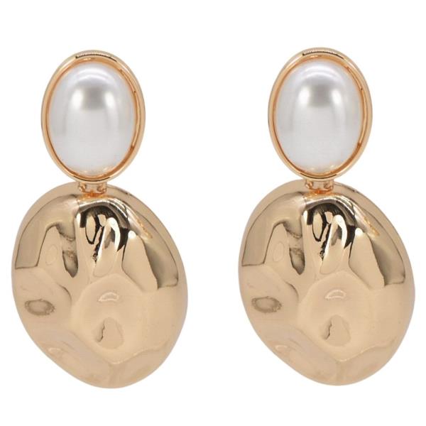 METAL PEARL DANGLE EARRING