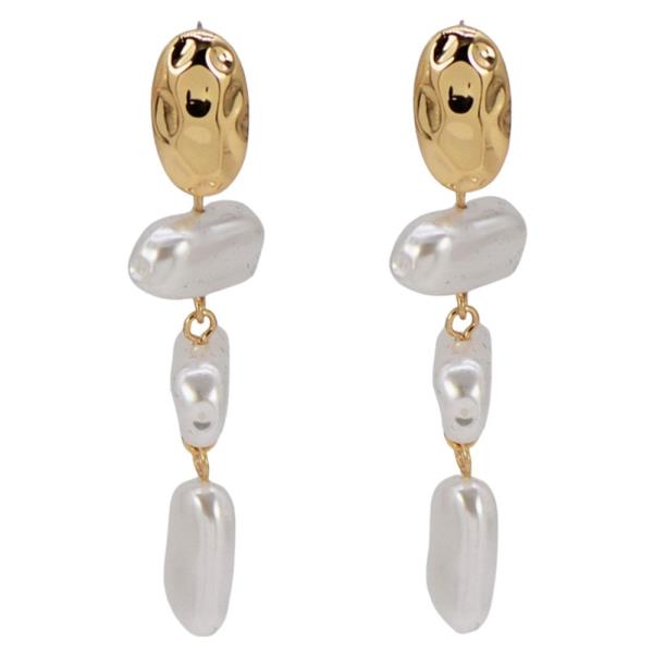 METAL PEARL DROP EARRING