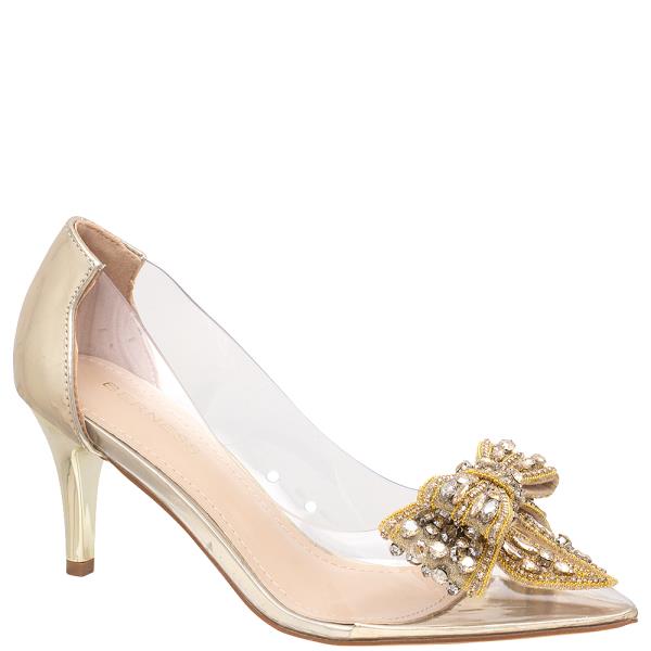 CLEAR PUMP W BOW EMBELLISHMENT 12 PAIRS