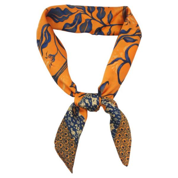 FLORAL FLOWER VINE BORDER PRINT SATIN SCARF