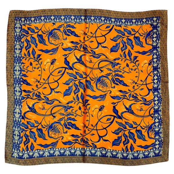 FLORAL FLOWER VINE BORDER PRINT SATIN SCARF