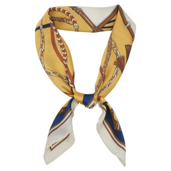 TASEEL AND COLOR BLOCK BORDER SATIN SCARF