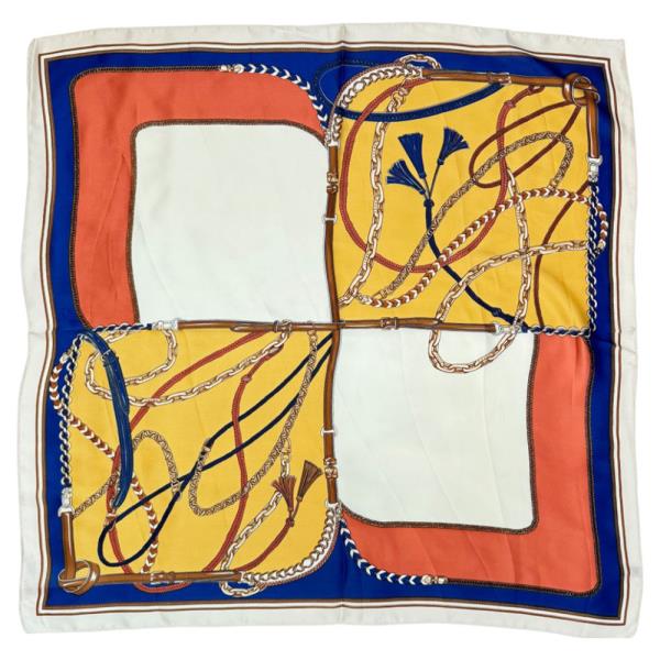 TASEEL AND COLOR BLOCK BORDER SATIN SCARF