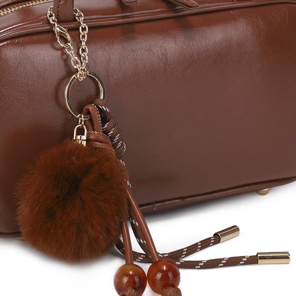 SMOOTH POM FASHION ZIPPER SHOULDER BAG