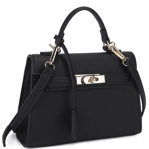 TEXTURED STYLISH HANDLE SATCHEL BAG
