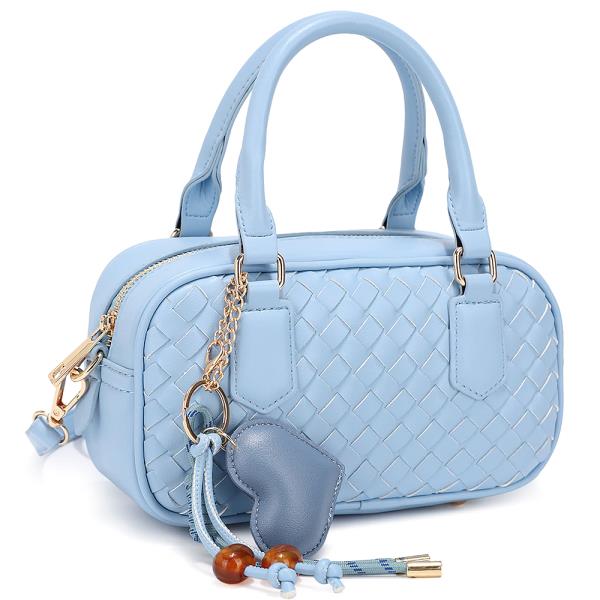 QUILTED HEART HANDLE SATCHEL BAG