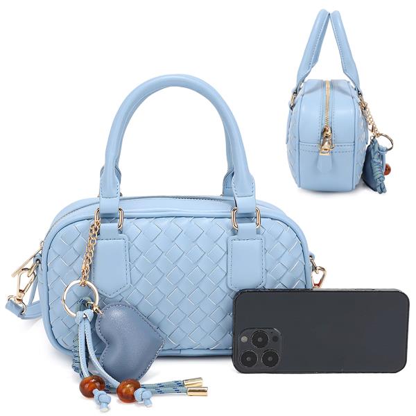 QUILTED HEART HANDLE SATCHEL BAG
