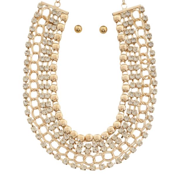 RHINESTONE METAL NECKLACE