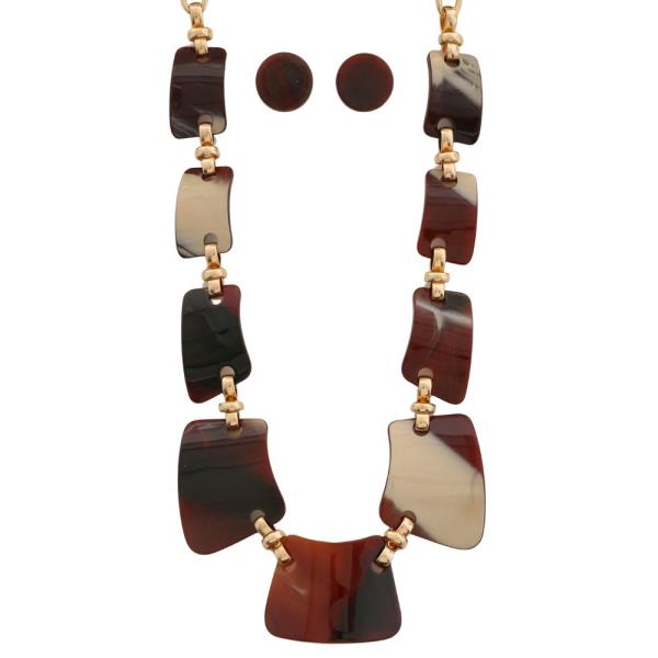 ACETATE PATTERN RECTANGLE LINK NECKLACE