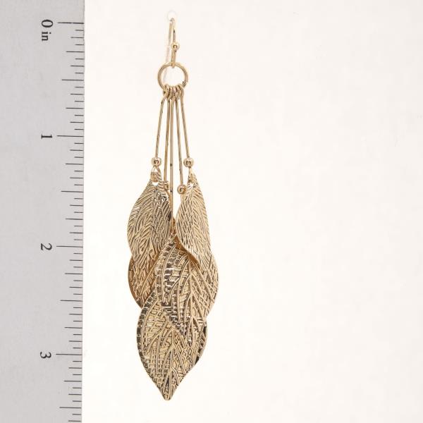 TWO TONE LEAF SHAPE DANGLE EARRING