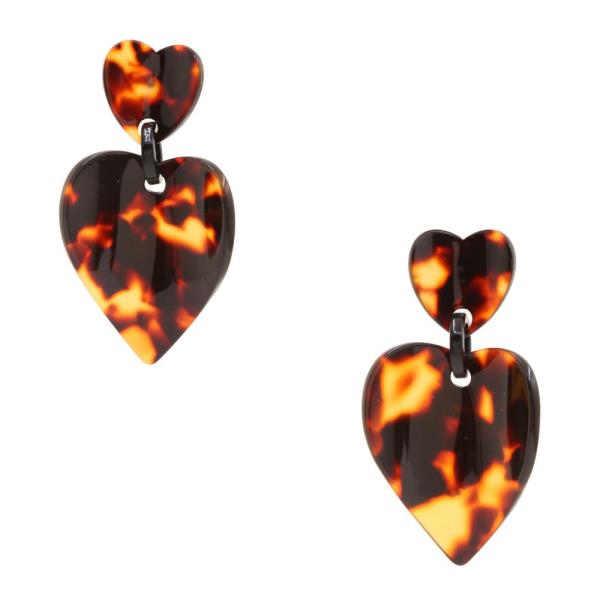 ACETATE HEART SHAPE DANGLE EARRING