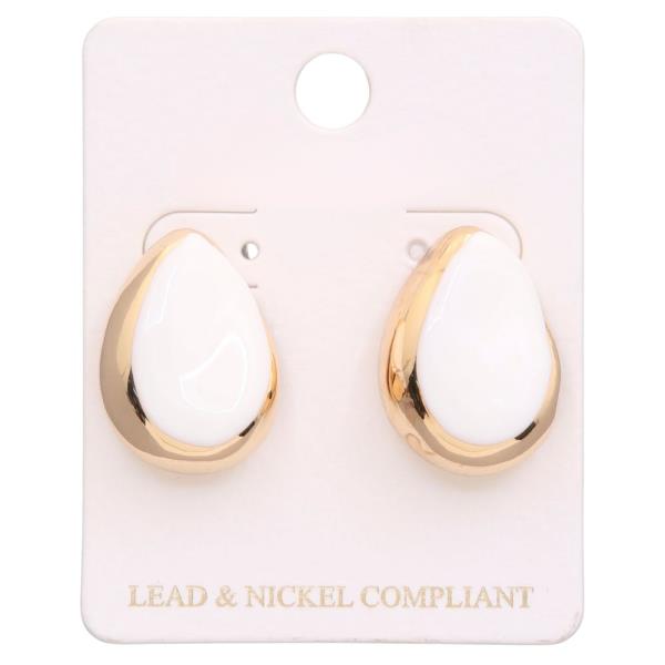 COLOR METAL TEARDROP SHAPE EARRING