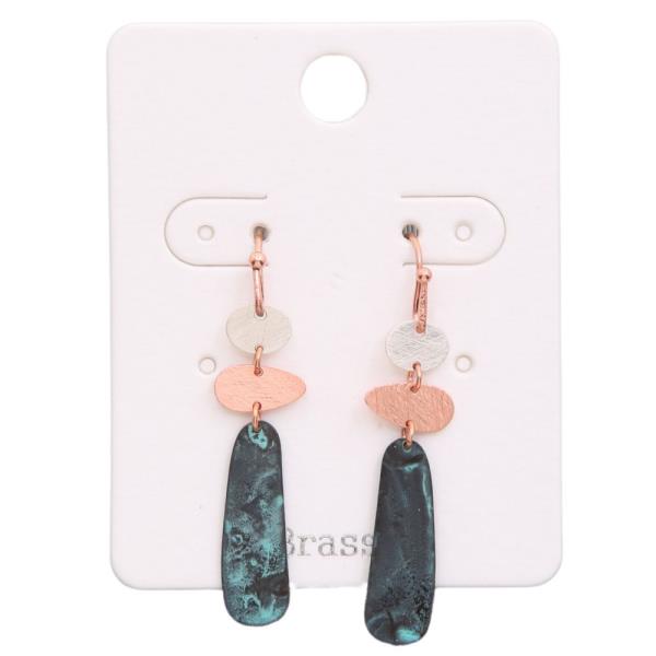 TWO TONE METAL DANGLE EARRING
