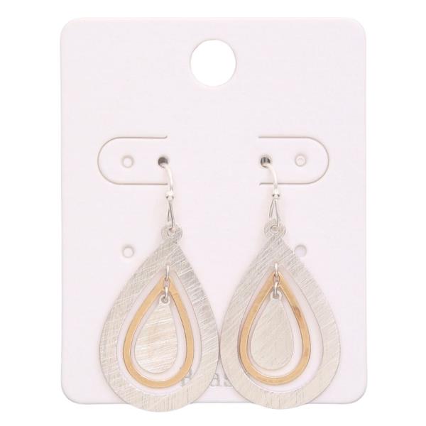 TWO TONE TEARDROP DANGLE EARRING