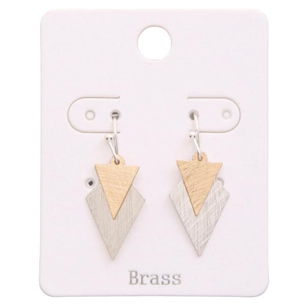 BRUSHED METAL TWO TONE DANGLE EARRING