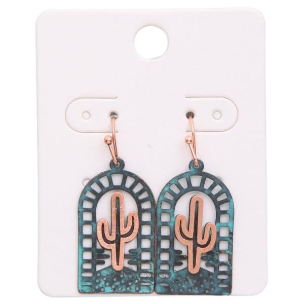 WESTERN STYLE CACTUS TWO TONE EARRING