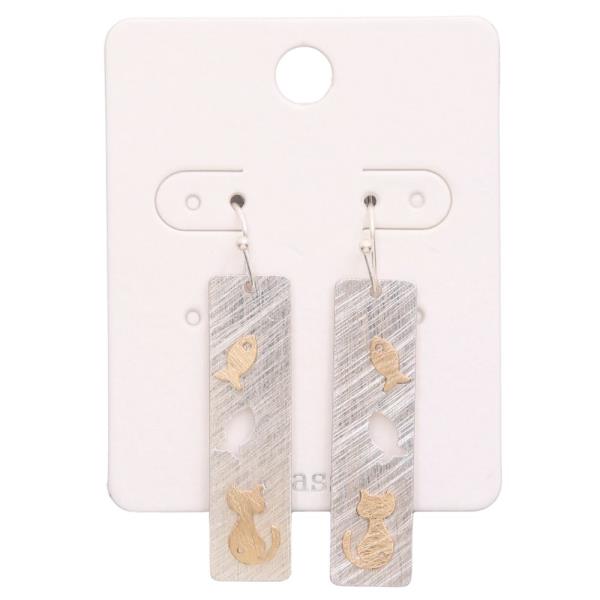 BRUSHED METAL RECTANGLE EARRING