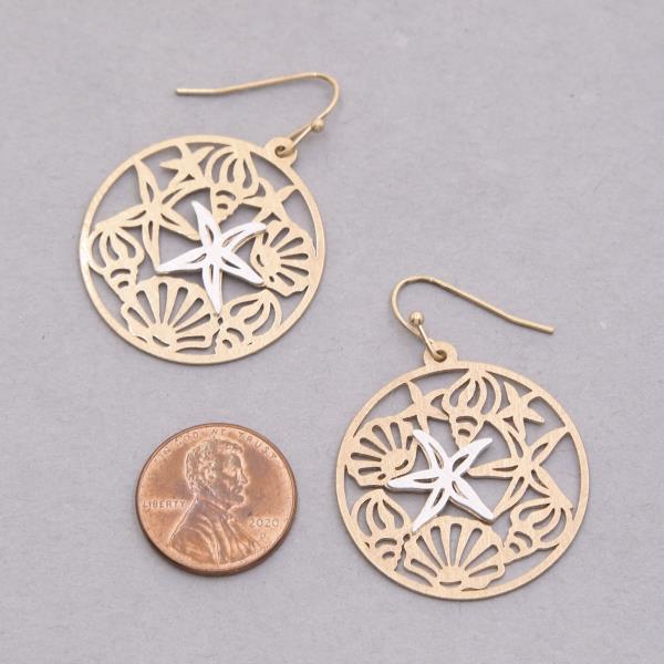 STARFISH TWO TONE ROUND EARRING