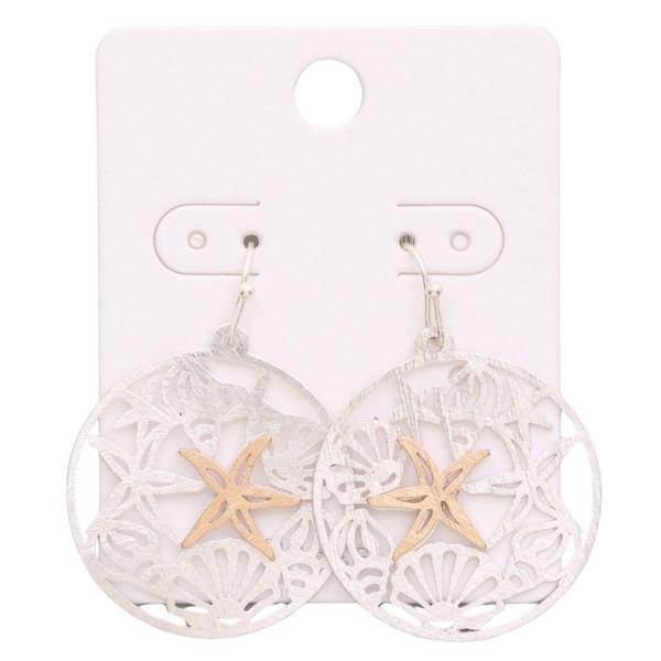 STARFISH TWO TONE ROUND EARRING
