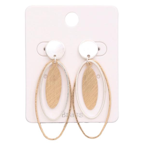 TWO TONE OVAL LINK METAL EARRING