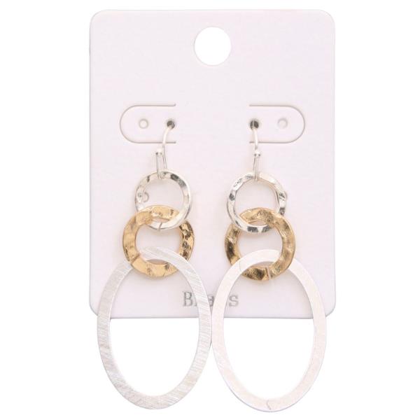 TWO TONE CIRCLE OVAL LINK DANGLE EARRING