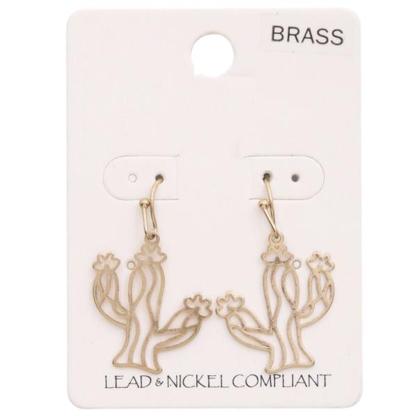 WESTERN SHAPE CACTUS METAL DANGLE EARRING