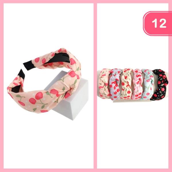 CHERRY KNOTTED HEADBAND (12 UNITS)