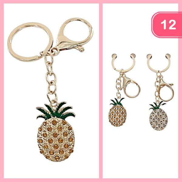 RHINESTONE PINEAPPLE KEYCHAIN (12 UNITS)