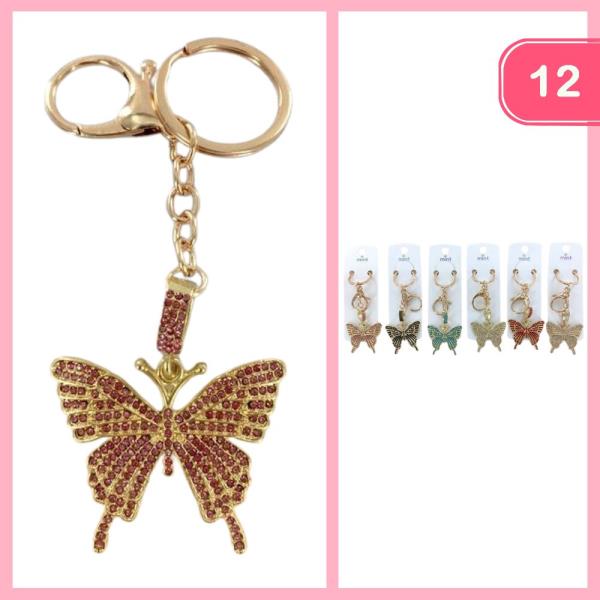 RHINESTONE BUTTERFLY KEYCHAIN (12 UNITS)