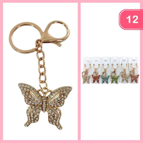 RHINESTONE BUTTERFLY KEYCHAIN (12 UNITS)
