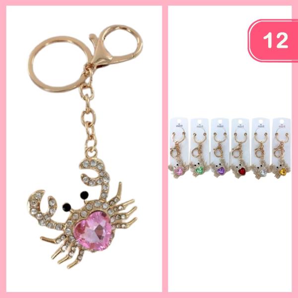 RHINESTONE CRAB KEYCHAIN (12 UNITS)