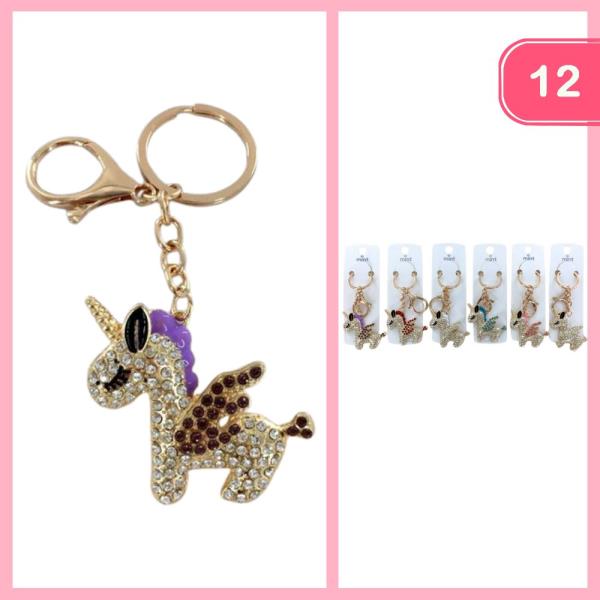 RHINESTONE UNICORN KEYCHAIN (12 UNITS)