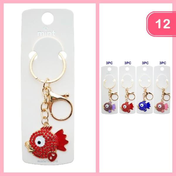 RHINESTONE FISH KEYCHAIN (12 UNITS)