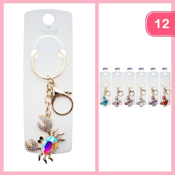RHINESTONE CRAB KEYCHAIN (12 UNITS)